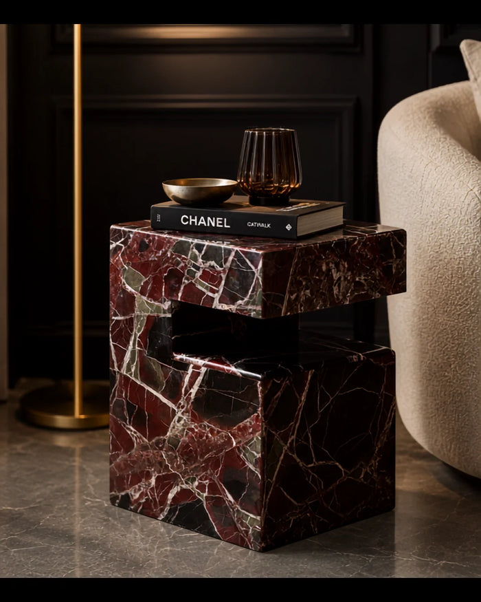 AUREMAR Kubo side table in Rosso Levanto