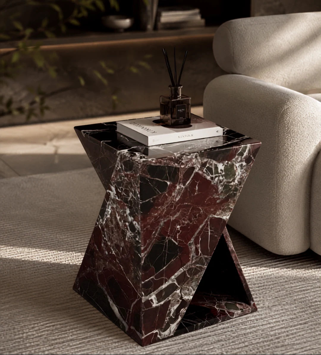 AUREMAR Nexo side table in Rosso Levanto