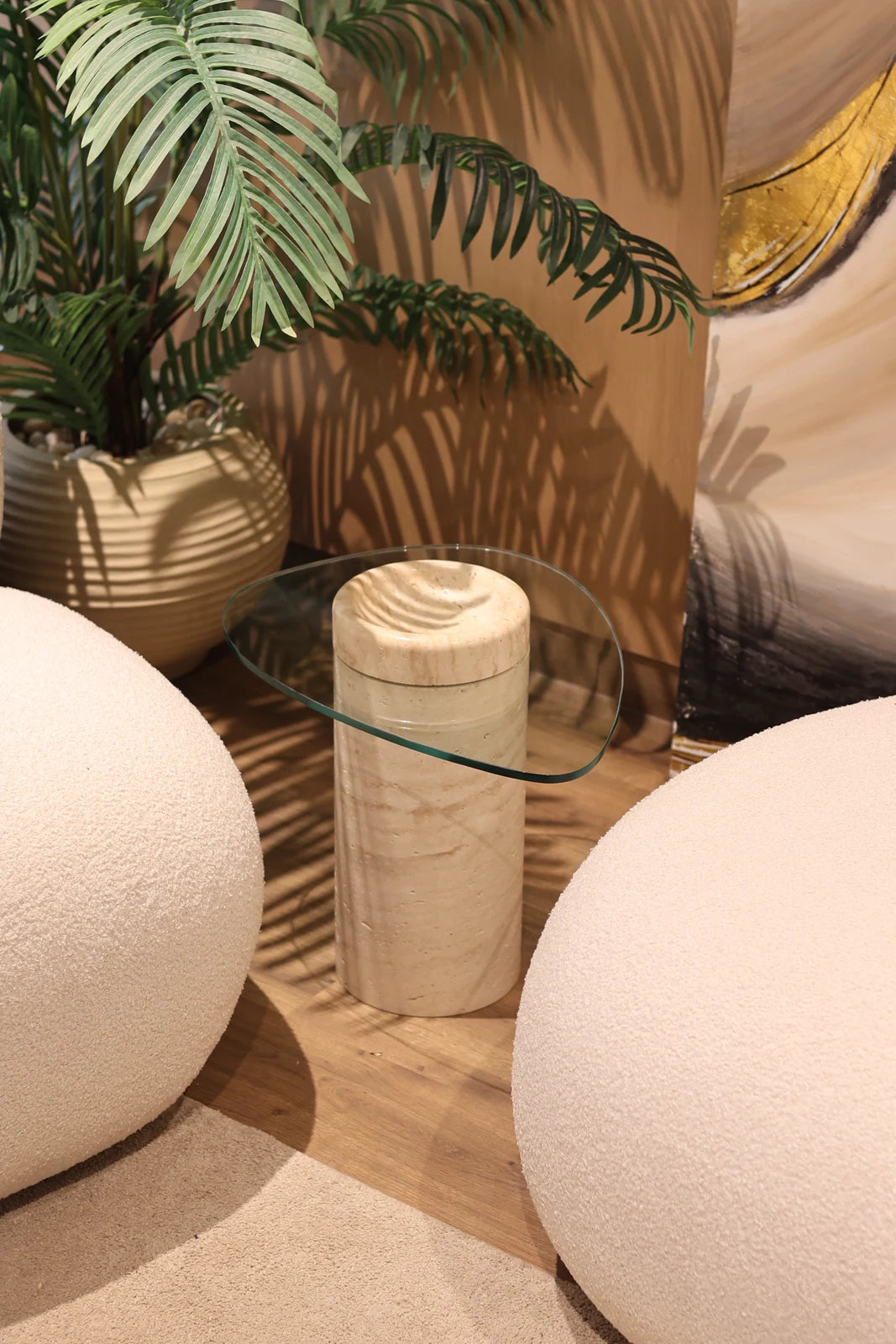 AUREMAR Luma side table in Light Travertine