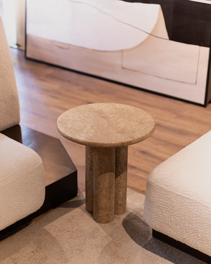 AUREMAR Pyla side table in Light Travertine