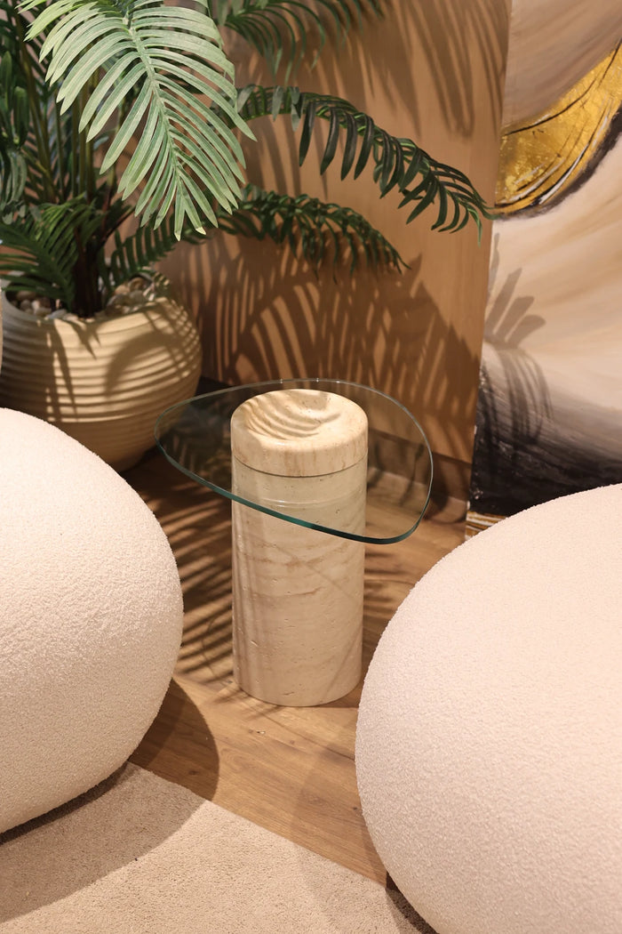 AUREMAR Luma side table in Light Travertine