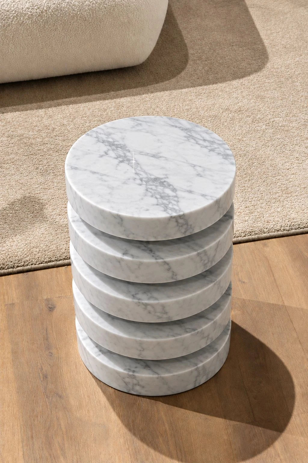 AUREMAR Rondo side table in White Carrara